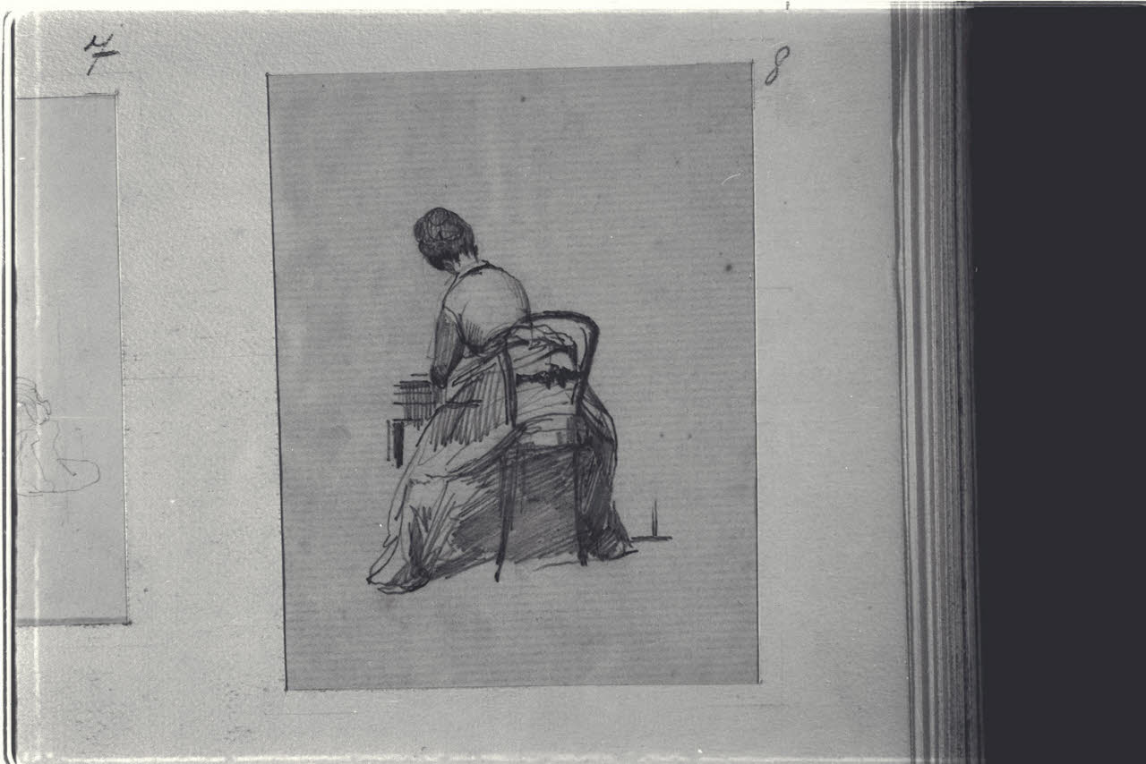 Donna allo scrittoio di spalle (disegno) di Durini, Alessandro (sec. XIX)