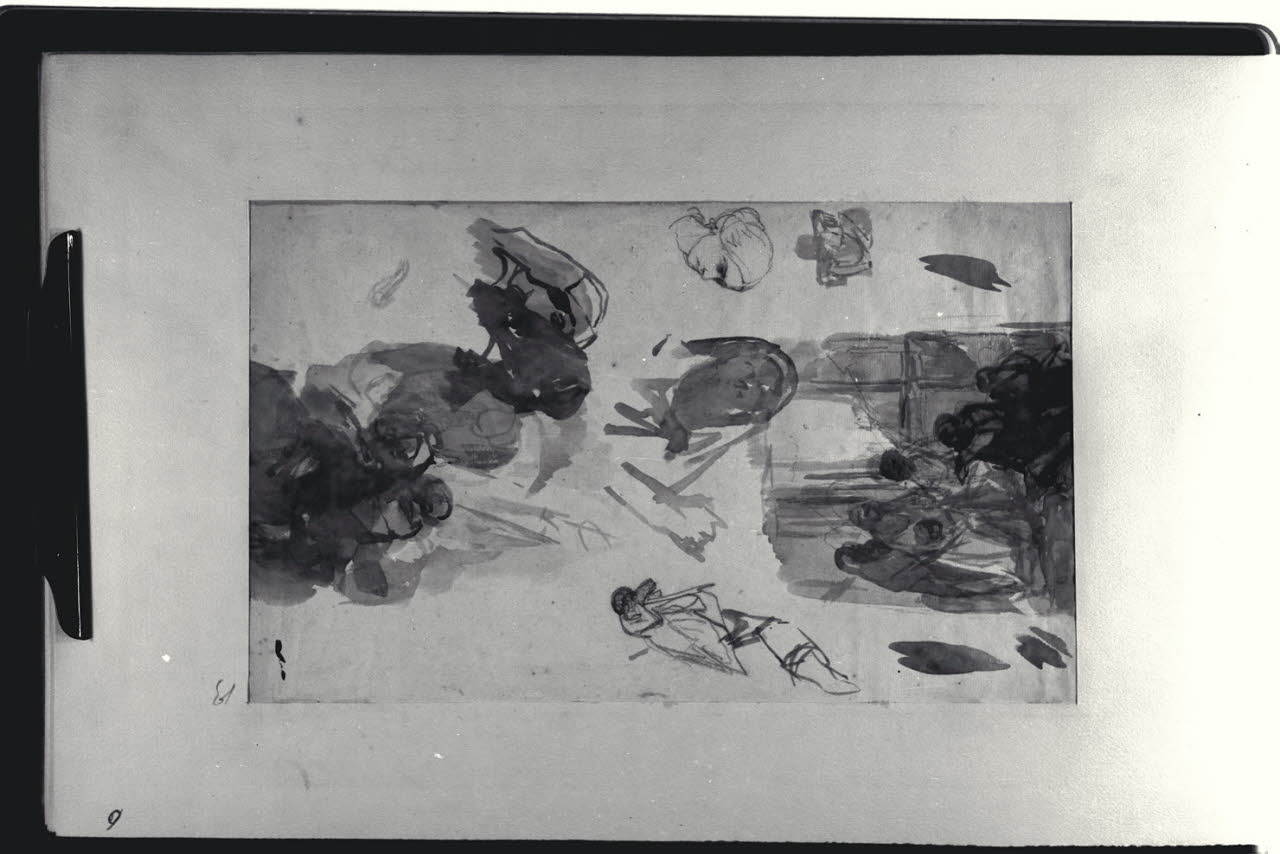 Studio per composizione e schizzi vari di volti (disegno) di Durini, Alessandro (sec. XIX)