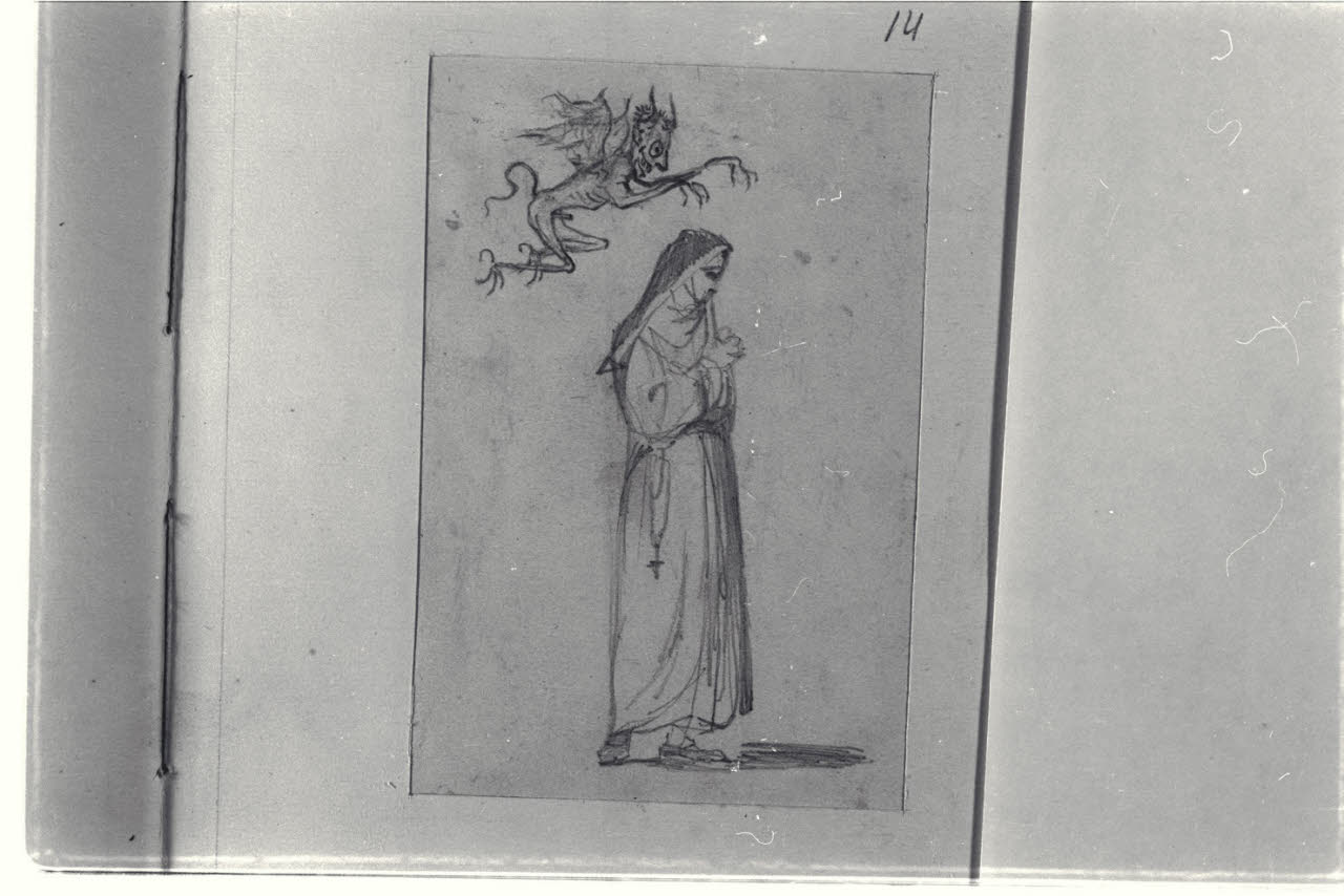 Monaca e figura demoniaca (disegno) di Durini, Alessandro (sec. XIX)