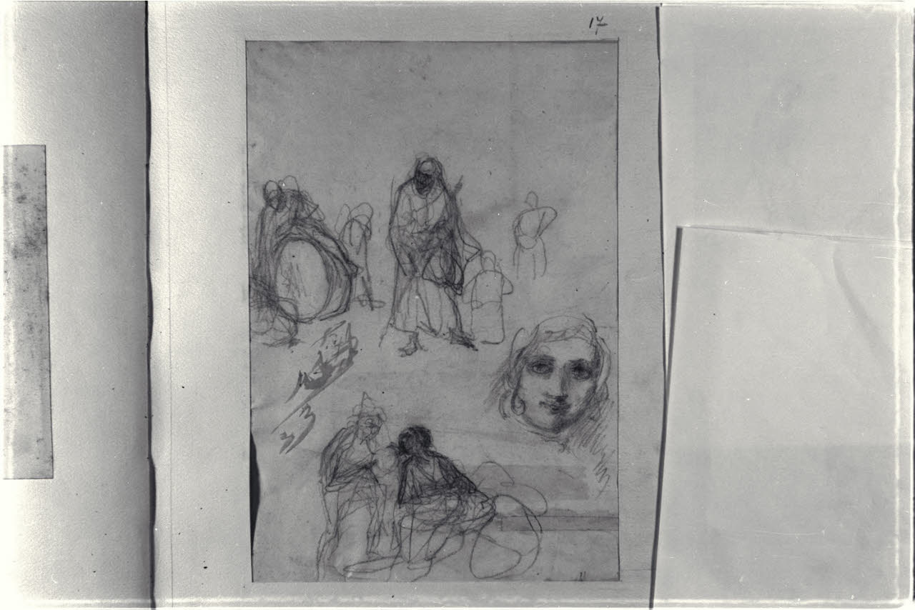 Schizzi di teste e di figure (disegno) di Durini, Alessandro (sec. XIX)