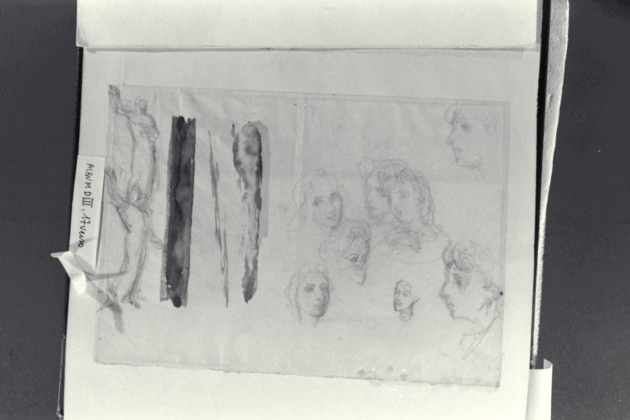 Studio di teste e figure (disegno) di Durini, Alessandro (sec. XIX)