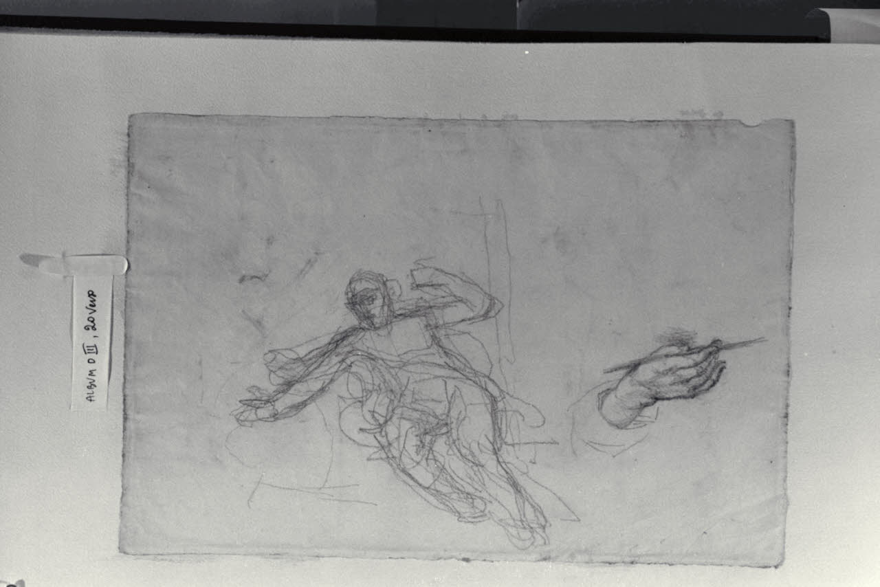Abbozzo di figura e studio di mano (disegno) di Durini, Alessandro (sec. XIX)