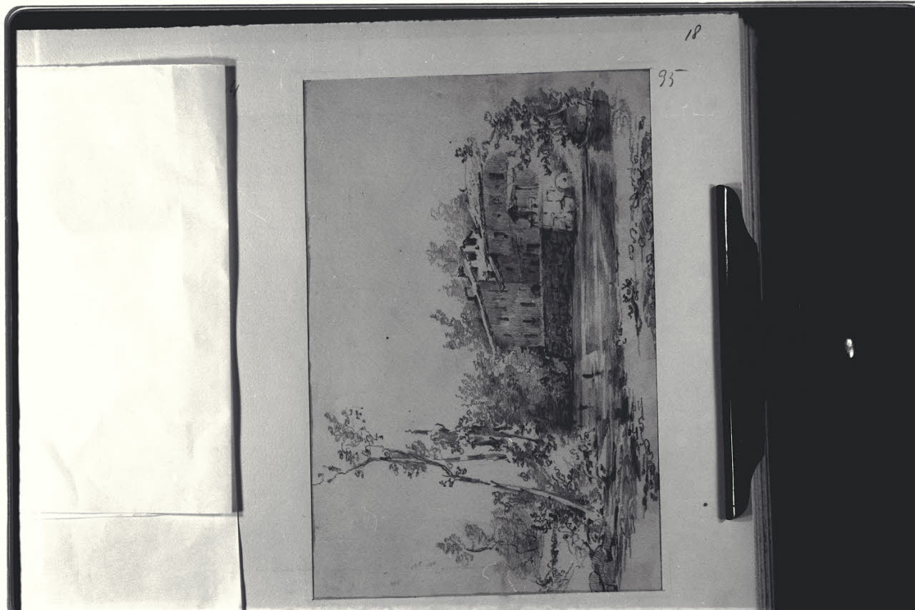 Paesaggio con casa rurale (disegno) di Durini, Alessandro (sec. XIX)