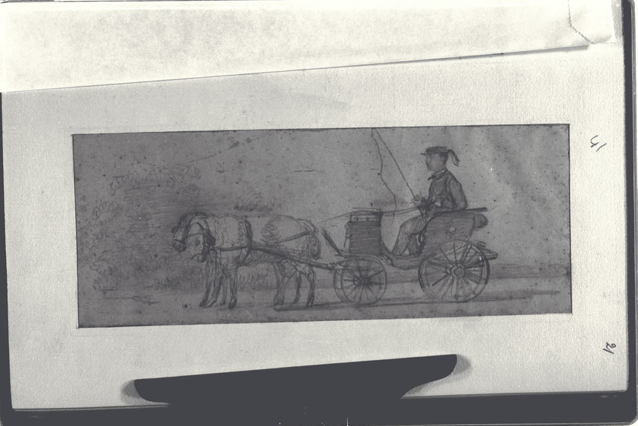 Uomo su carrozza (disegno) di Durini, Alessandro (sec. XIX)