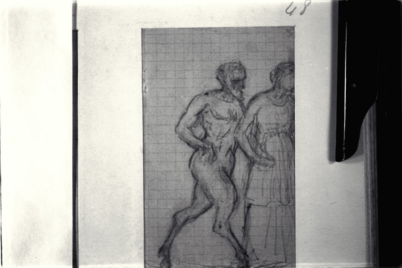 Donna e satiro (disegno) di Durini, Alessandro (sec. XIX)