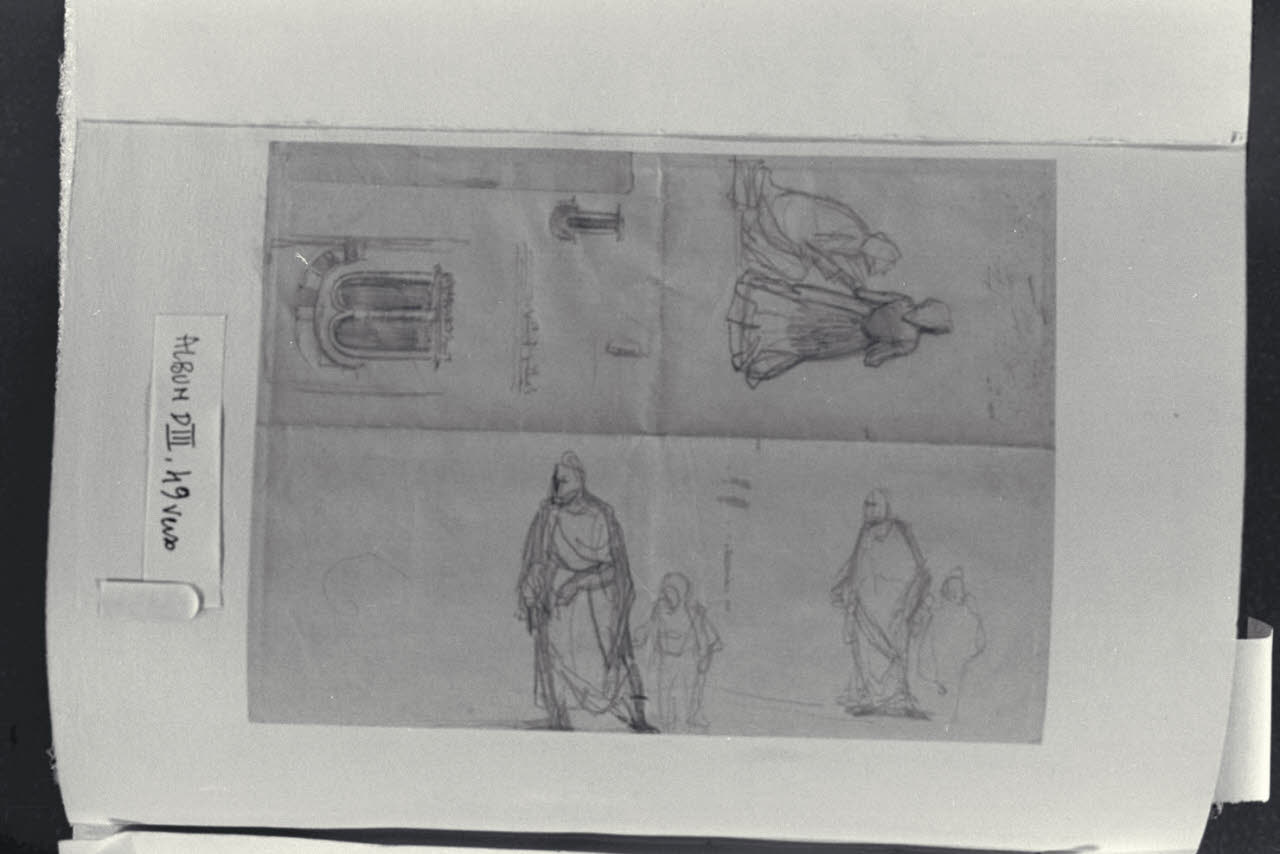 Schizzi di figure e particolare architettonico (disegno) di Durini, Alessandro (sec. XIX)