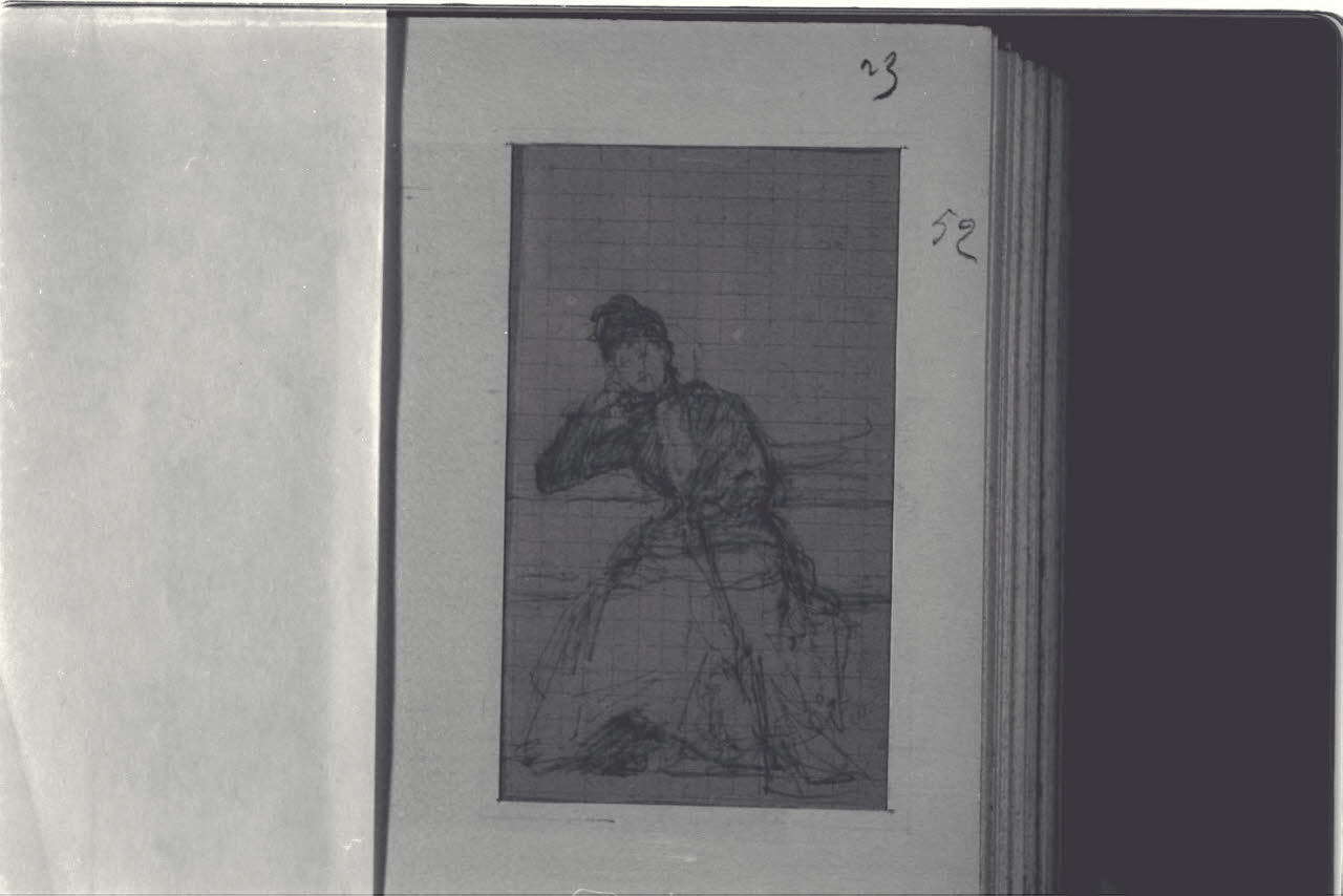 Figura femminile seduta (disegno) di Durini, Alessandro (sec. XIX)