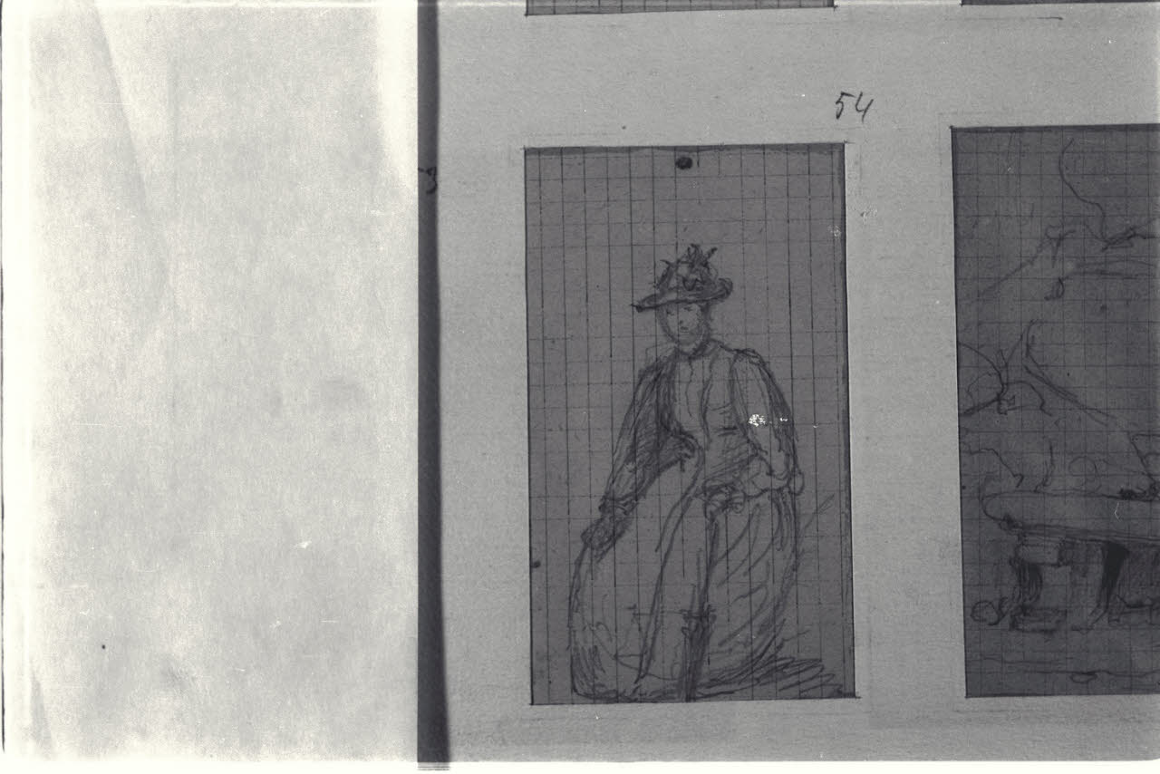 Figura femminile con cappello (disegno) di Durini, Alessandro (sec. XIX)