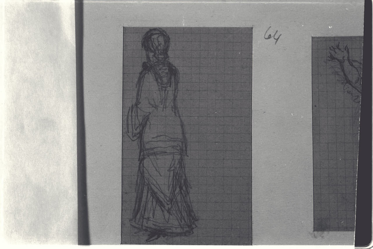 Figura femminile di spalle (disegno) di Durini, Alessandro (sec. XIX)