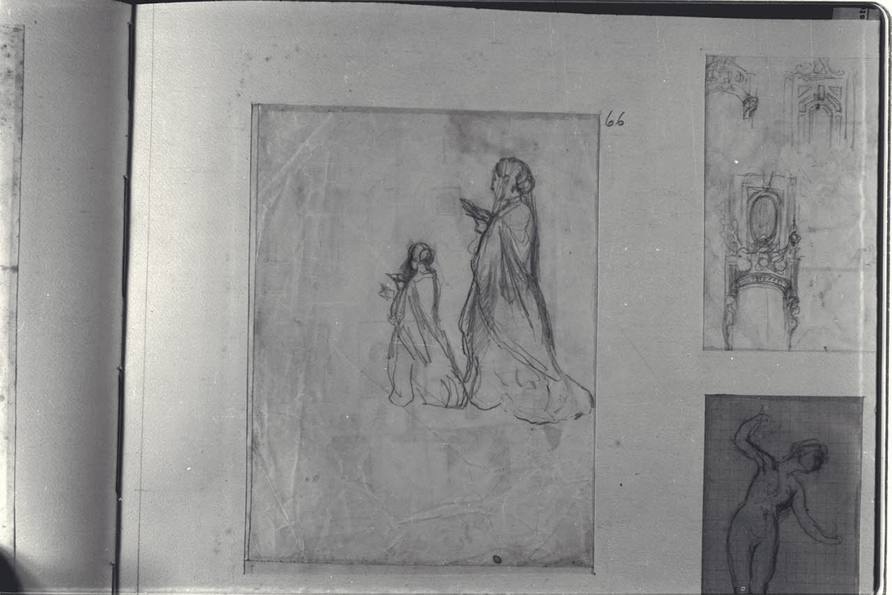 Studi di una donna che legge (disegno) di Durini, Alessandro (sec. XIX)