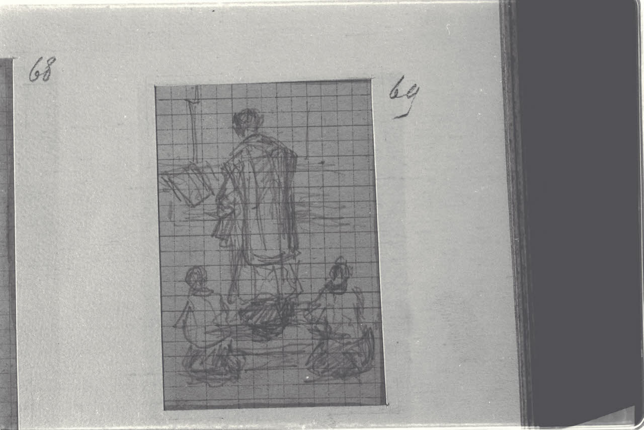 Schizzo dell'interno di una chiesa con sacerdote e chierichetti (disegno) di Durini, Alessandro (sec. XIX)