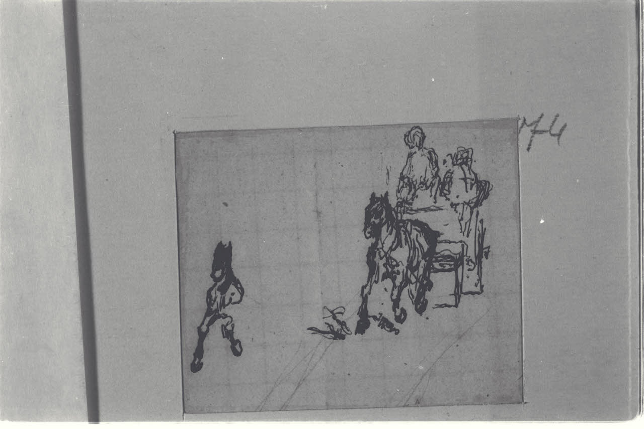 Schizzo di cavallo e carrozza (disegno) di Durini, Alessandro (sec. XIX)