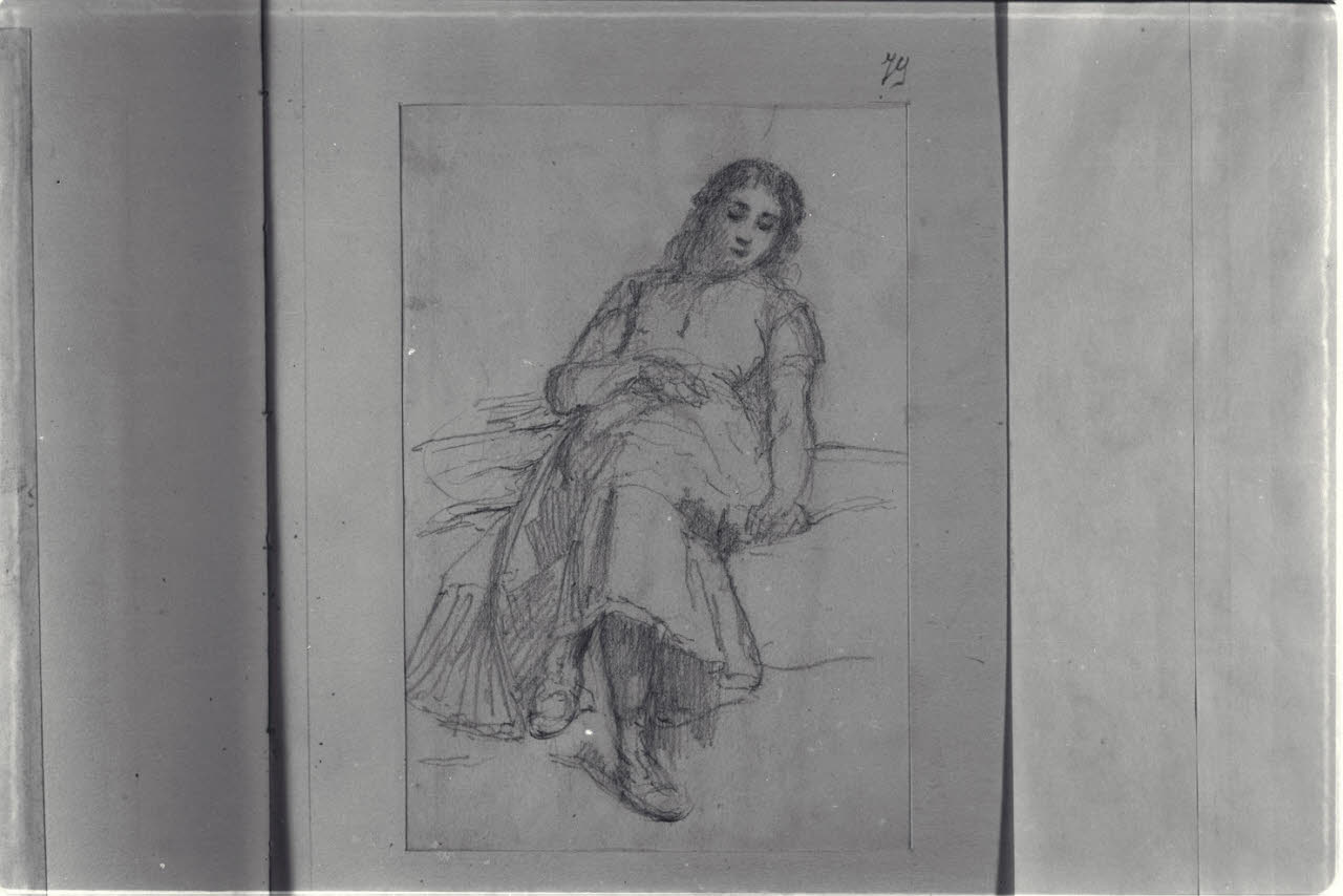 Figura femminile seduta (disegno) di Durini, Alessandro (sec. XIX)