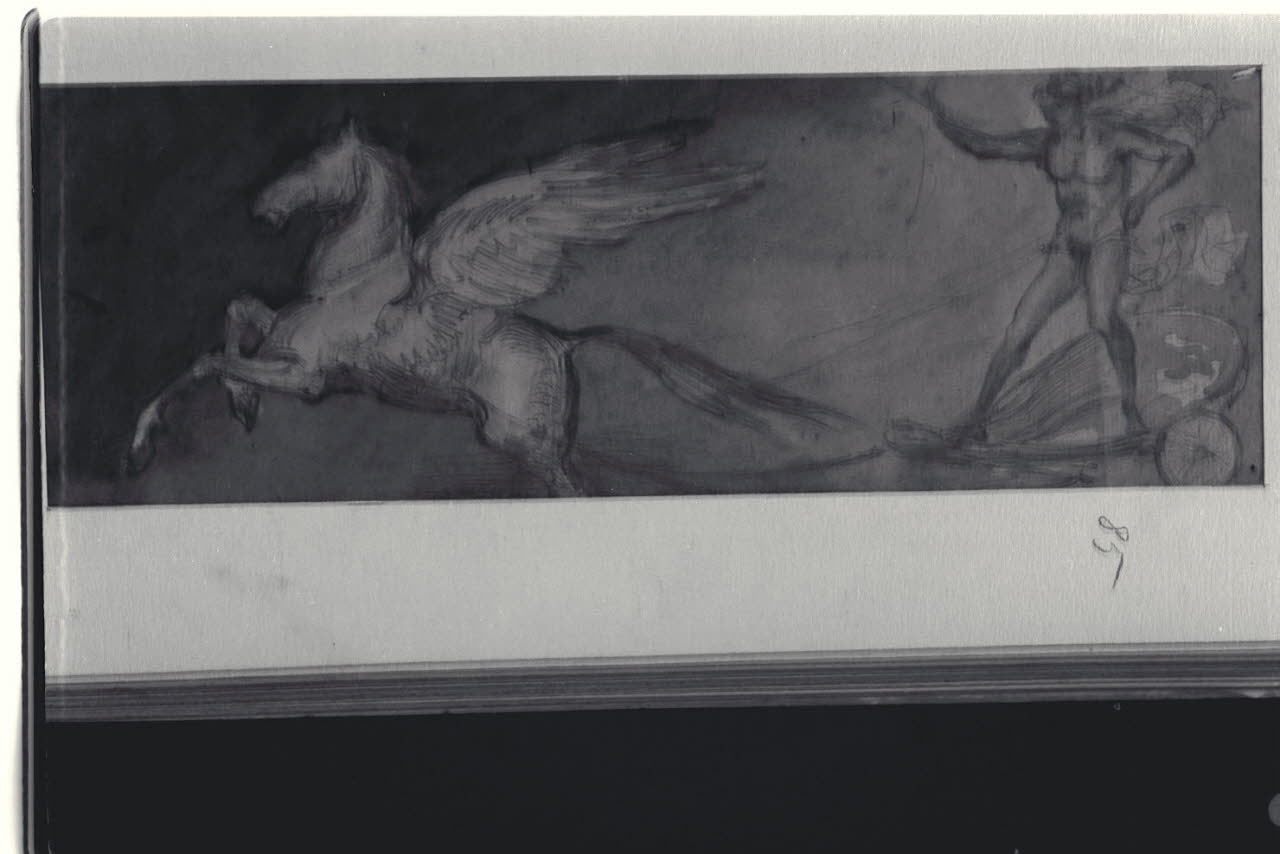Pegaso e figura mitologica su cocchio (disegno) di Durini, Alessandro (sec. XIX)
