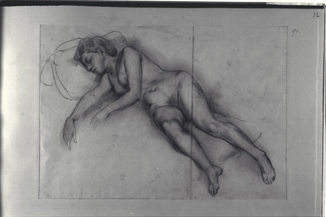 Nudo femminile dormiente (disegno) di Durini, Alessandro (sec. XIX)