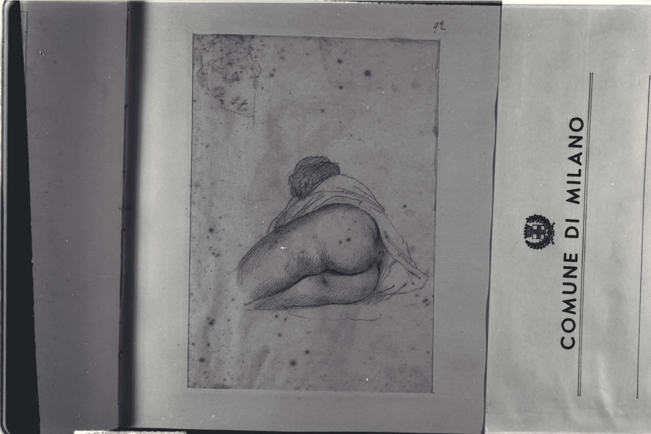 Nudo femminile e studio di testa (disegno) di Durini, Alessandro (sec. XIX)