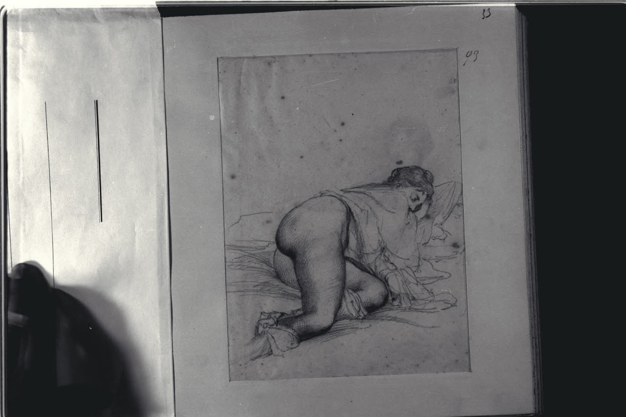 Nudo femminile sdraiato (disegno) di Durini, Alessandro (sec. XIX)