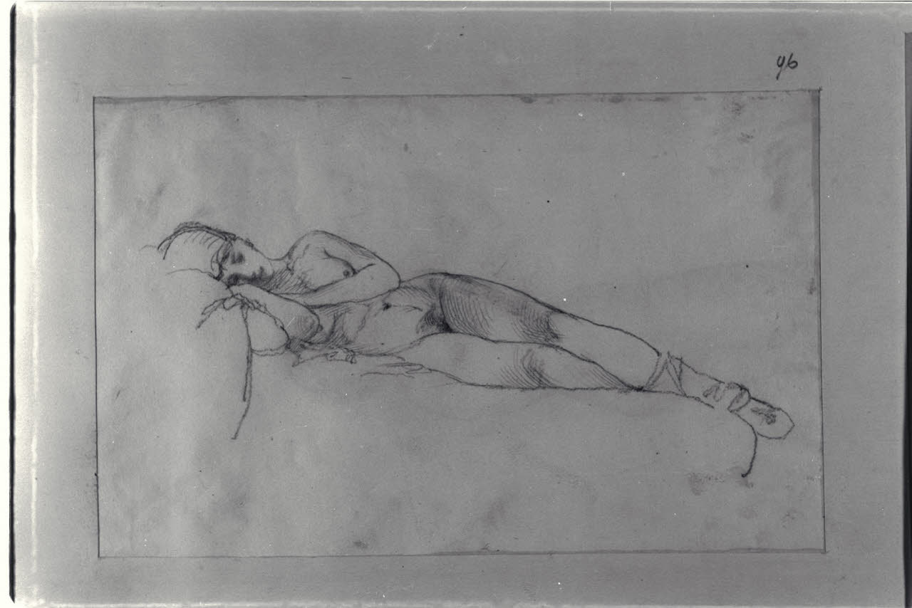 Nudo femminile disteso (disegno) di Durini, Alessandro (sec. XIX)