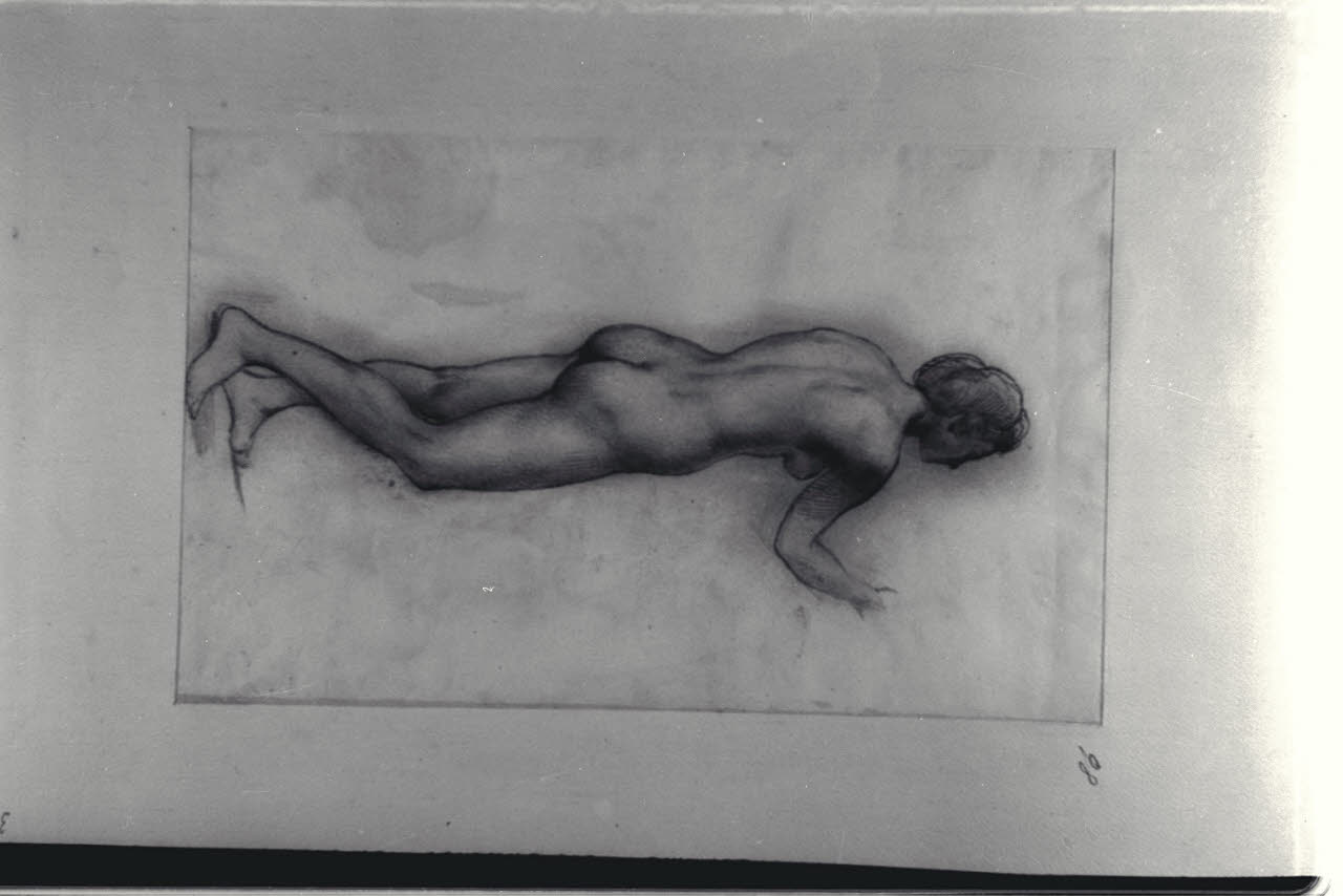 Nudo femminile di spalle (disegno) di Durini, Alessandro (sec. XIX)
