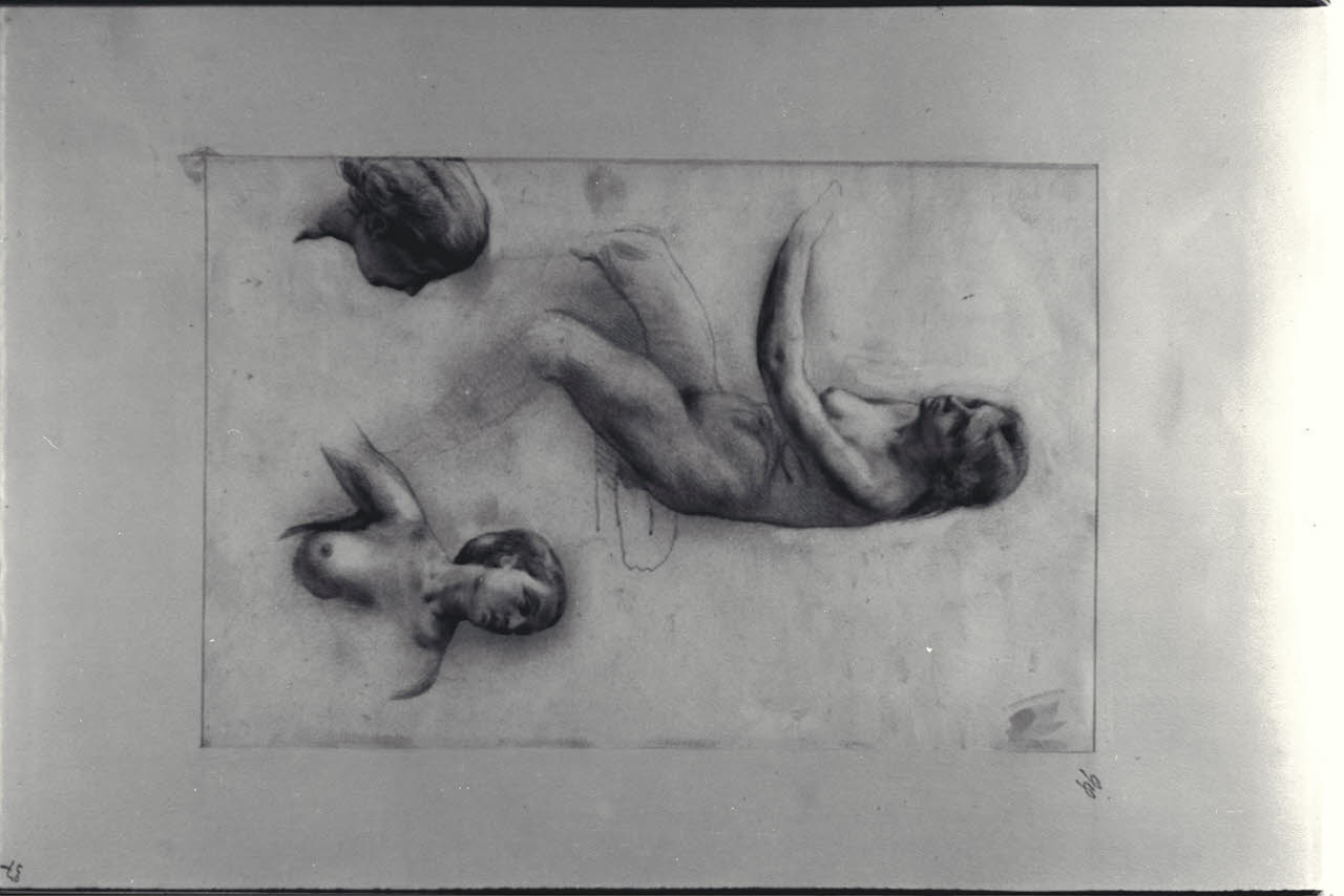 Studi di nudi femminili e di testa di donna (disegno) di Durini, Alessandro (sec. XIX)