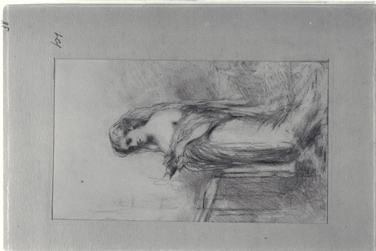 Figura femminile che legge (disegno) di Durini, Alessandro (sec. XIX)