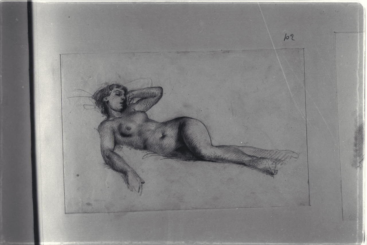 Nudo femminile sdraiato (disegno) di Durini, Alessandro (sec. XIX)