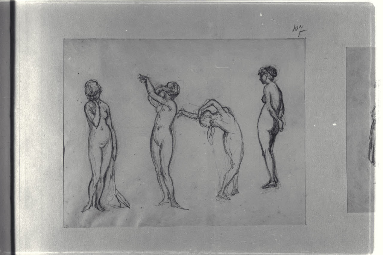 Studio di nudi femminili, Studio di nudi femminili (disegno) di Durini, Alessandro (sec. XIX)