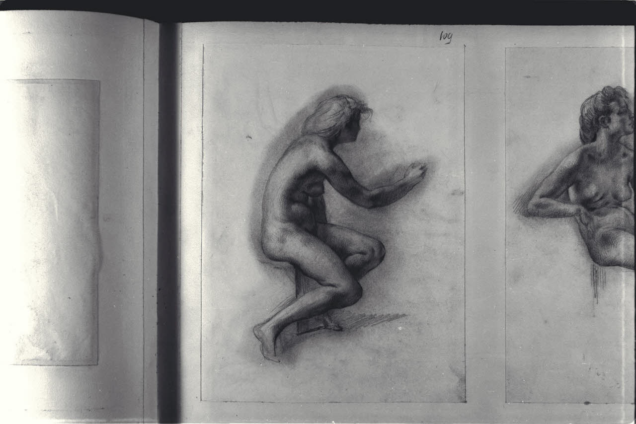 Nudo femminile, Nudo femminile (disegno) di Durini, Alessandro (sec. XIX)