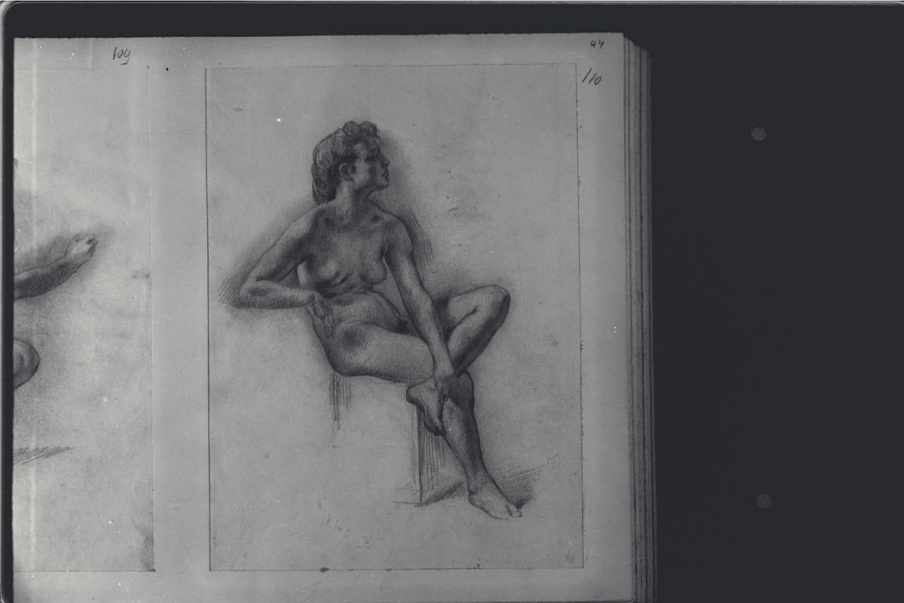 Nudo femminile, Nudo femminile (disegno) di Durini, Alessandro (sec. XIX)