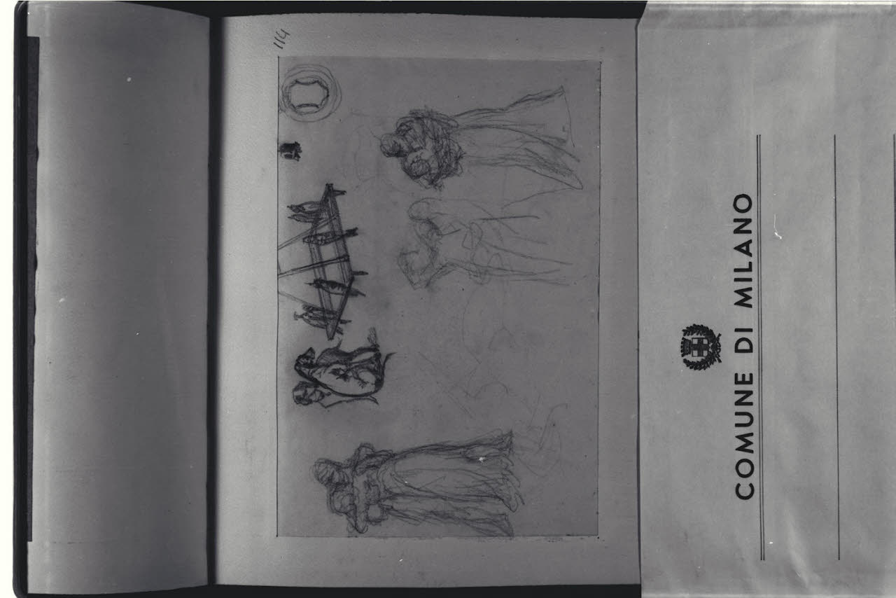 Studi di figure varie e di animali, Studi di figure varie e di animali (disegno) di Durini, Alessandro (sec. XIX)