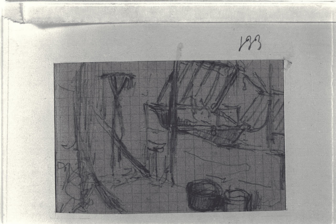 Interno di una stalla, Interno di una stalla (disegno) di Durini, Alessandro (sec. XIX)