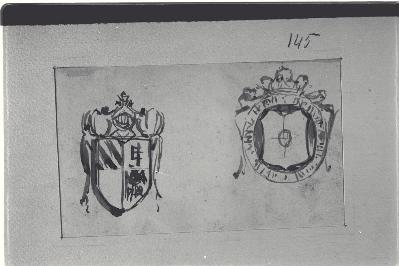 Schizzi di emblemi araldici, Schizzi di emblemi araldici (disegno) di Durini, Alessandro (sec. XIX)