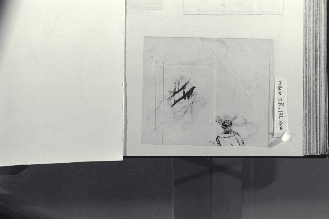 Schizzo di figura di spalle, Schizzo di figura di spalle (disegno) di Durini, Alessandro (sec. XIX)