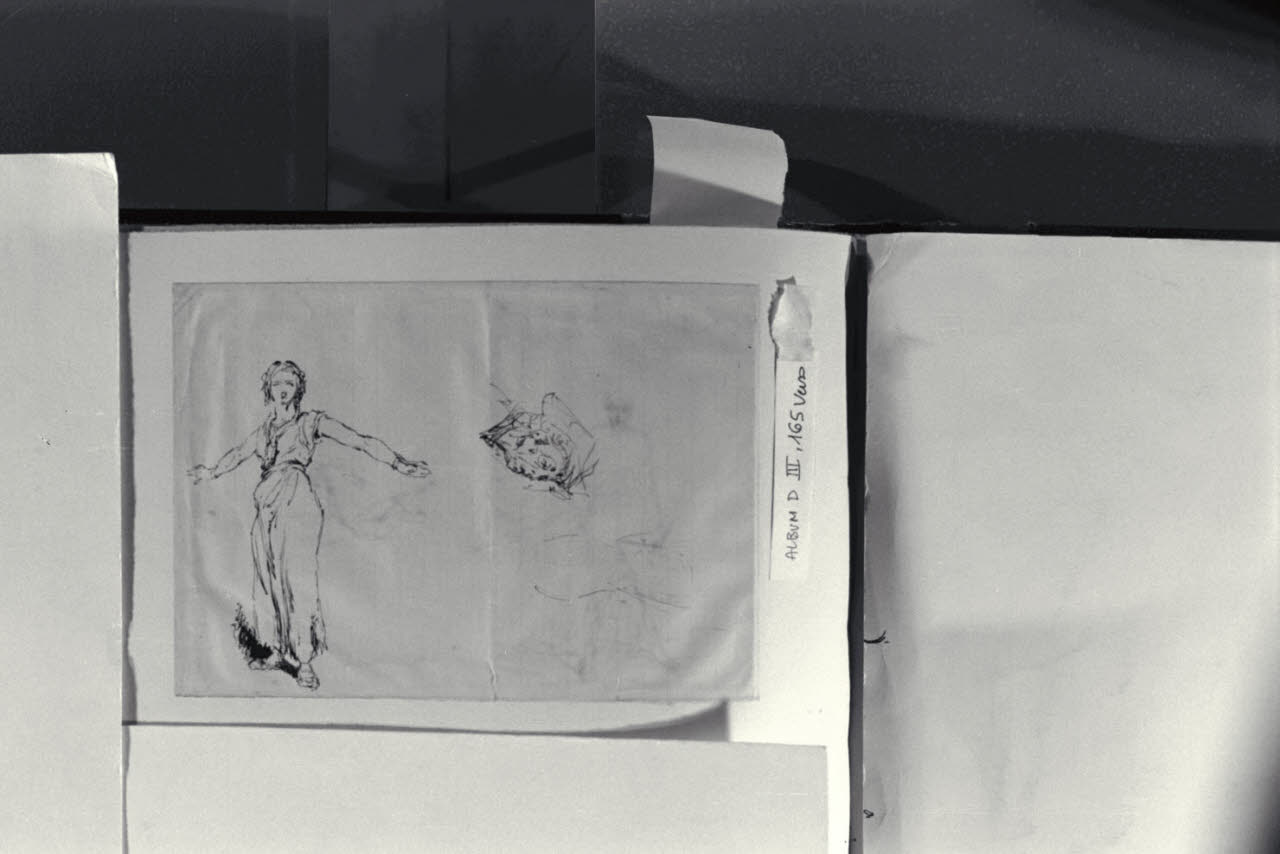 Figura femminile e schizzo, Figura femminile e schizzo (disegno) di Durini, Alessandro (sec. XIX)