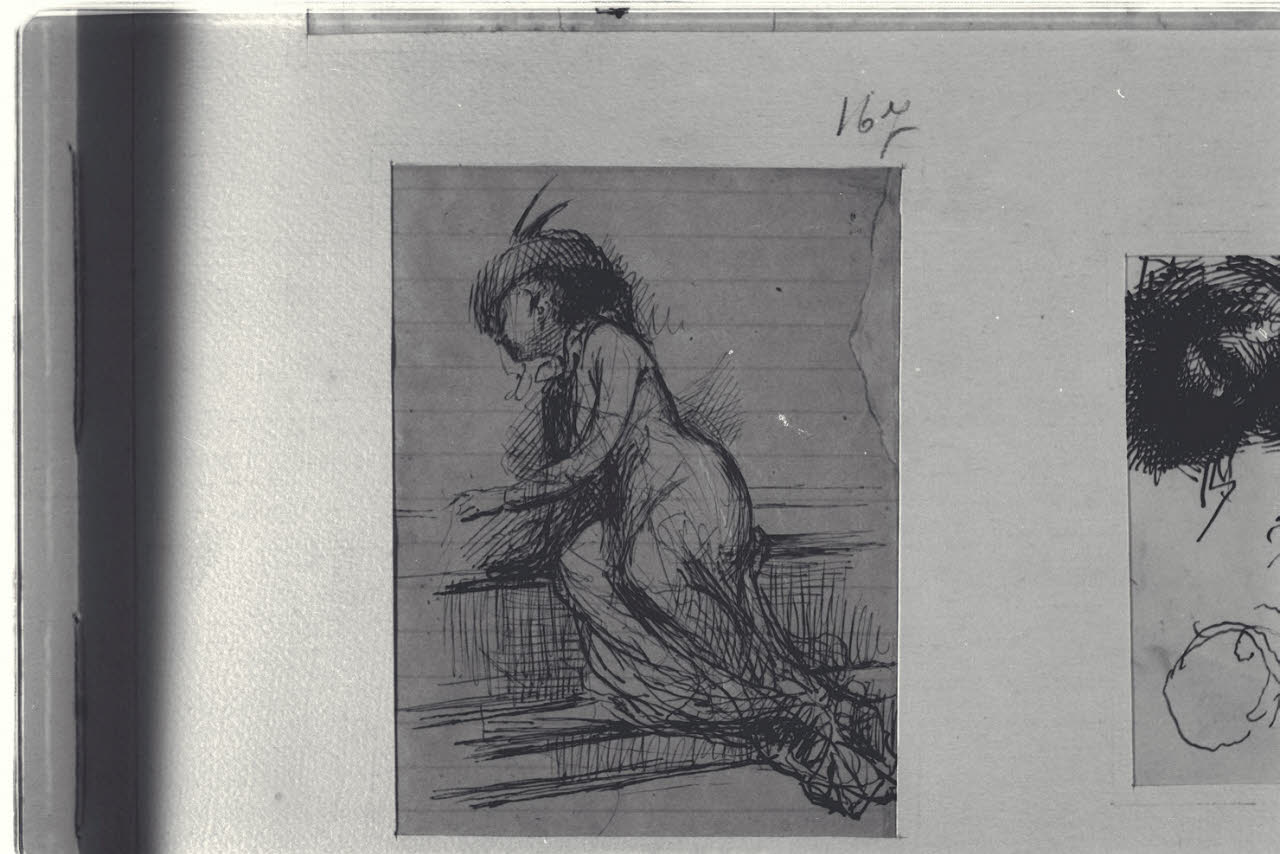 Donna seduta con cappello, Donna seduta con cappello (disegno) di Durini, Alessandro (sec. XIX)