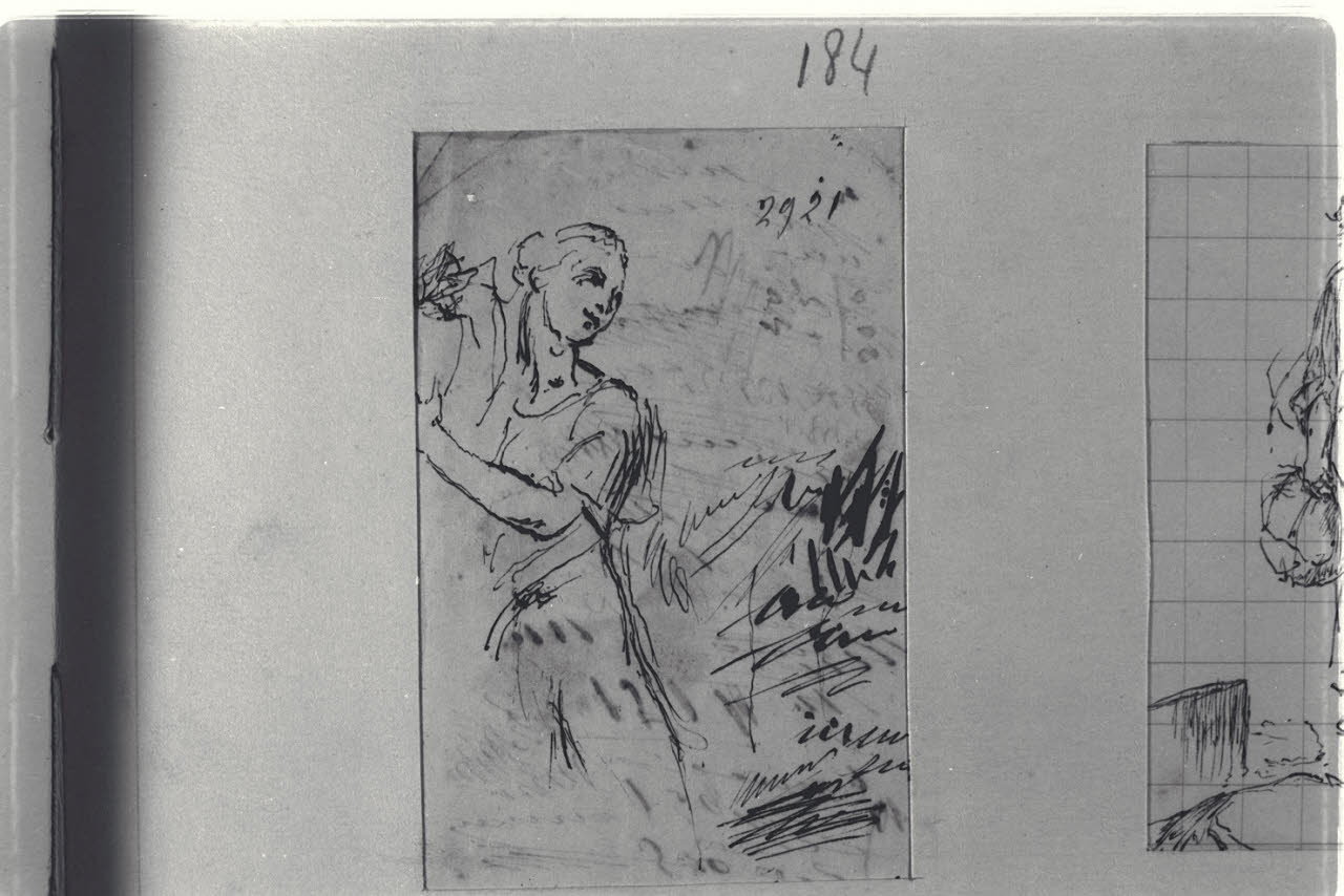 Studio di figura femminile, Studio di figura femminile (disegno) di Durini, Alessandro (sec. XIX)