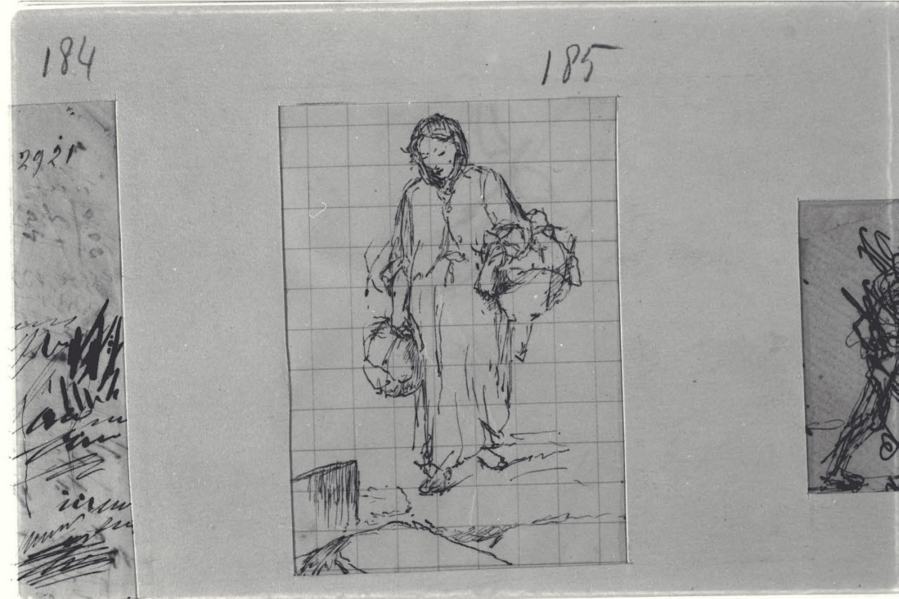 Donna con sporte, Donna con sporte (disegno) di Durini, Alessandro (sec. XIX)