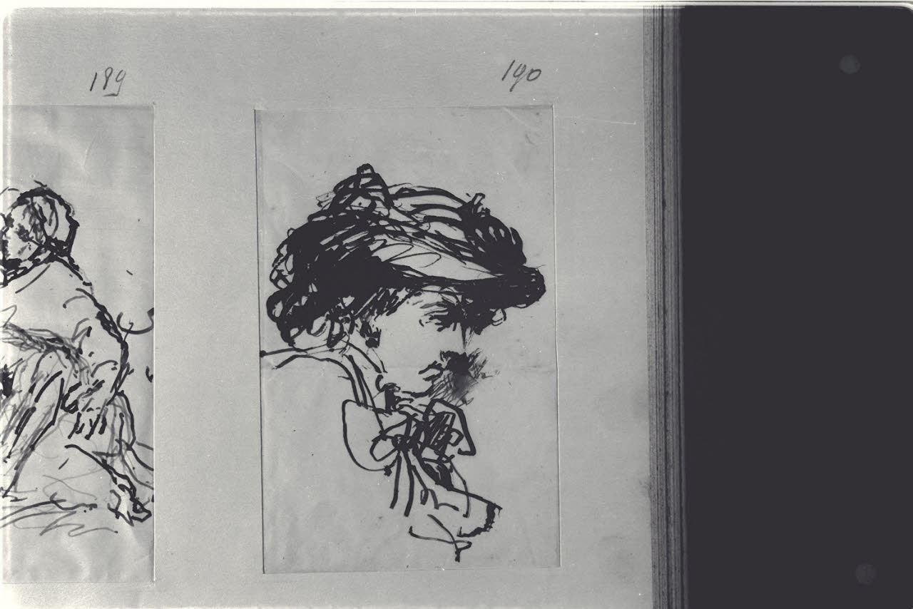 Profilo femminile con cappello, Profilo femminile con cappello (disegno) di Durini, Alessandro (sec. XIX)