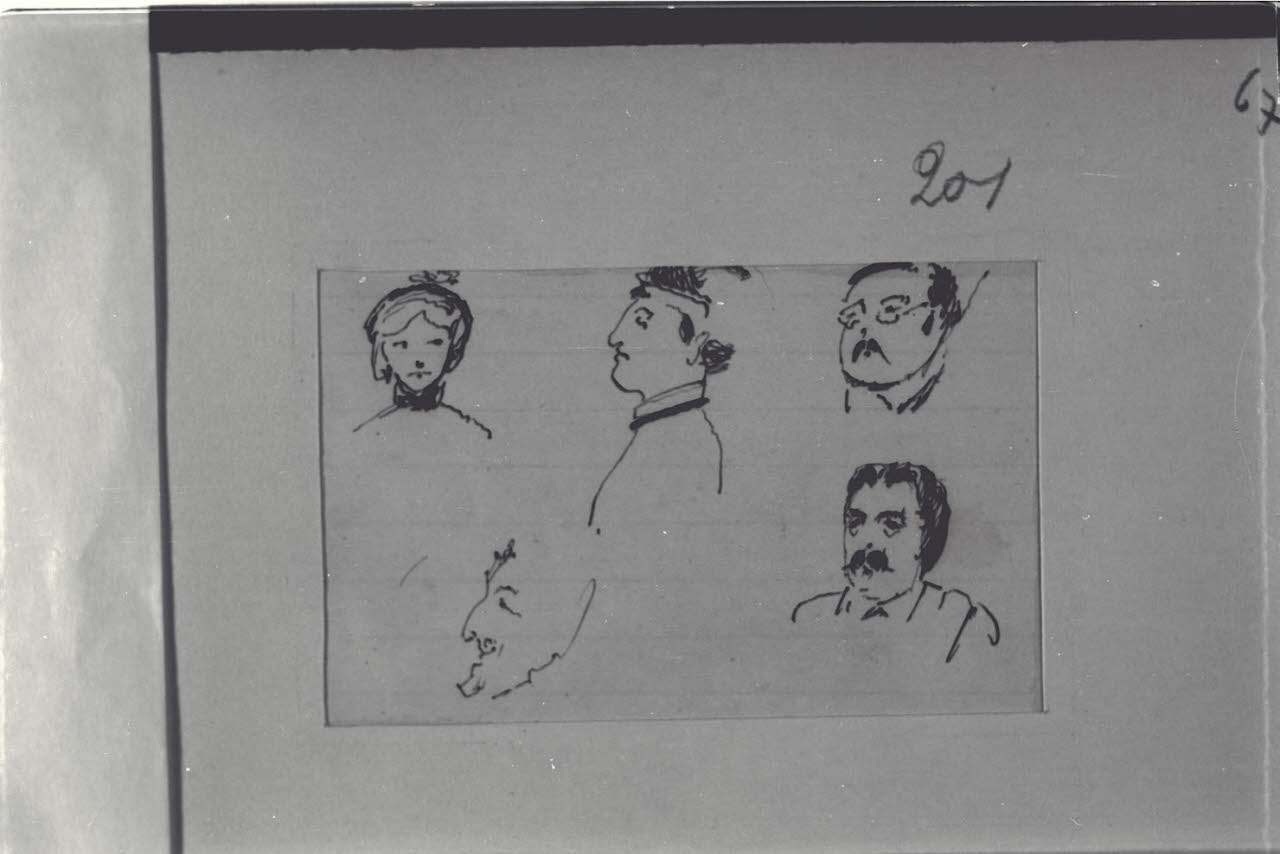 Studi di teste, Studi di teste (disegno) di Durini, Alessandro (sec. XIX)