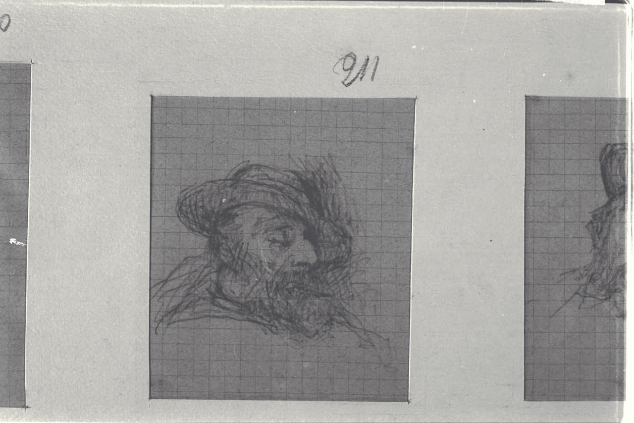 Uomo con barba e cappello, Uomo con barba e cappello (disegno) di Durini, Alessandro (sec. XIX)