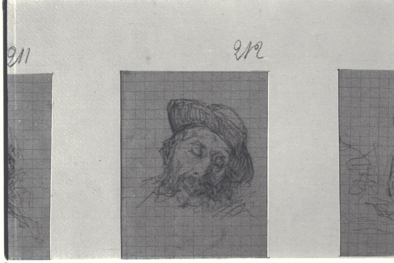 Uomo con barba e cappello, Uomo con barba e cappello (disegno) di Durini, Alessandro (sec. XIX)