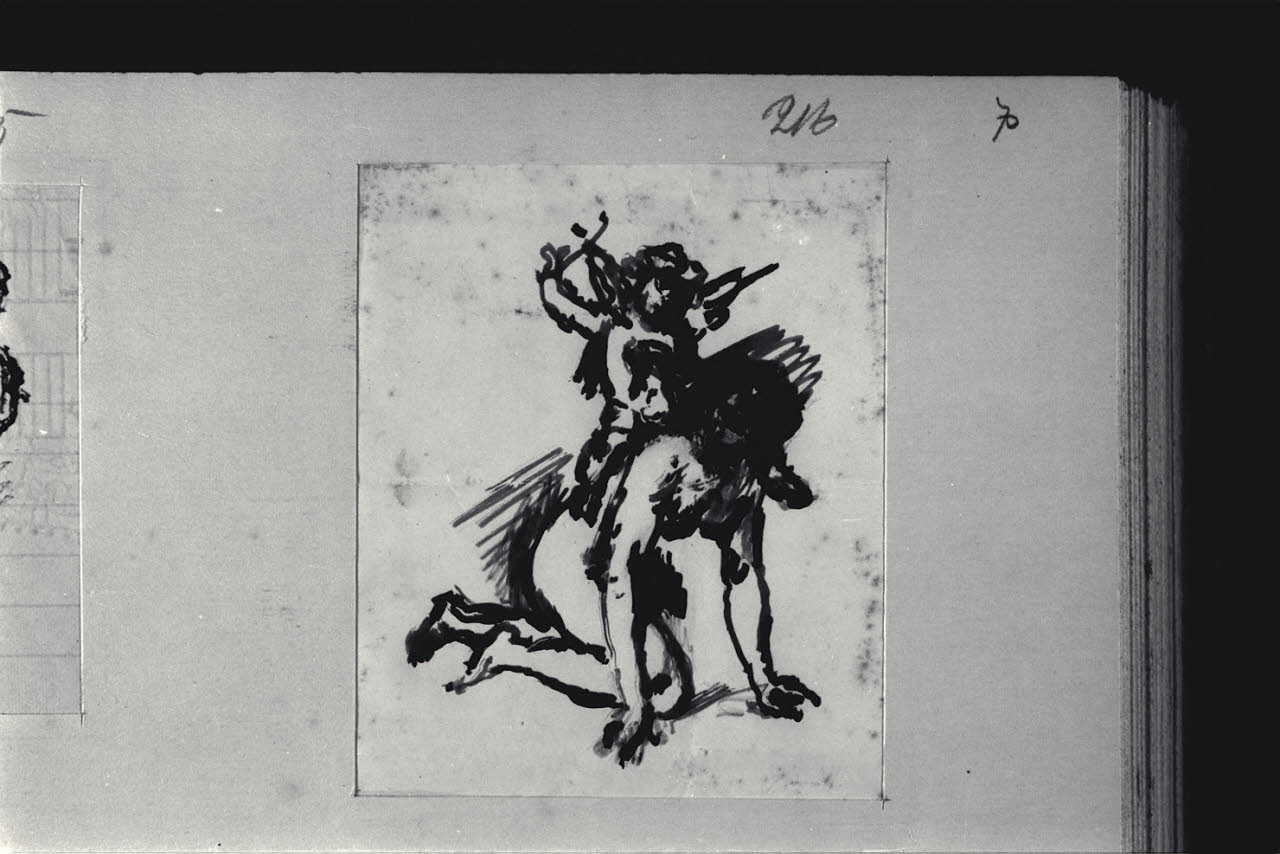 Figura femminile e amorino, Figura femminile e amorino (disegno) di Durini, Alessandro (sec. XIX)