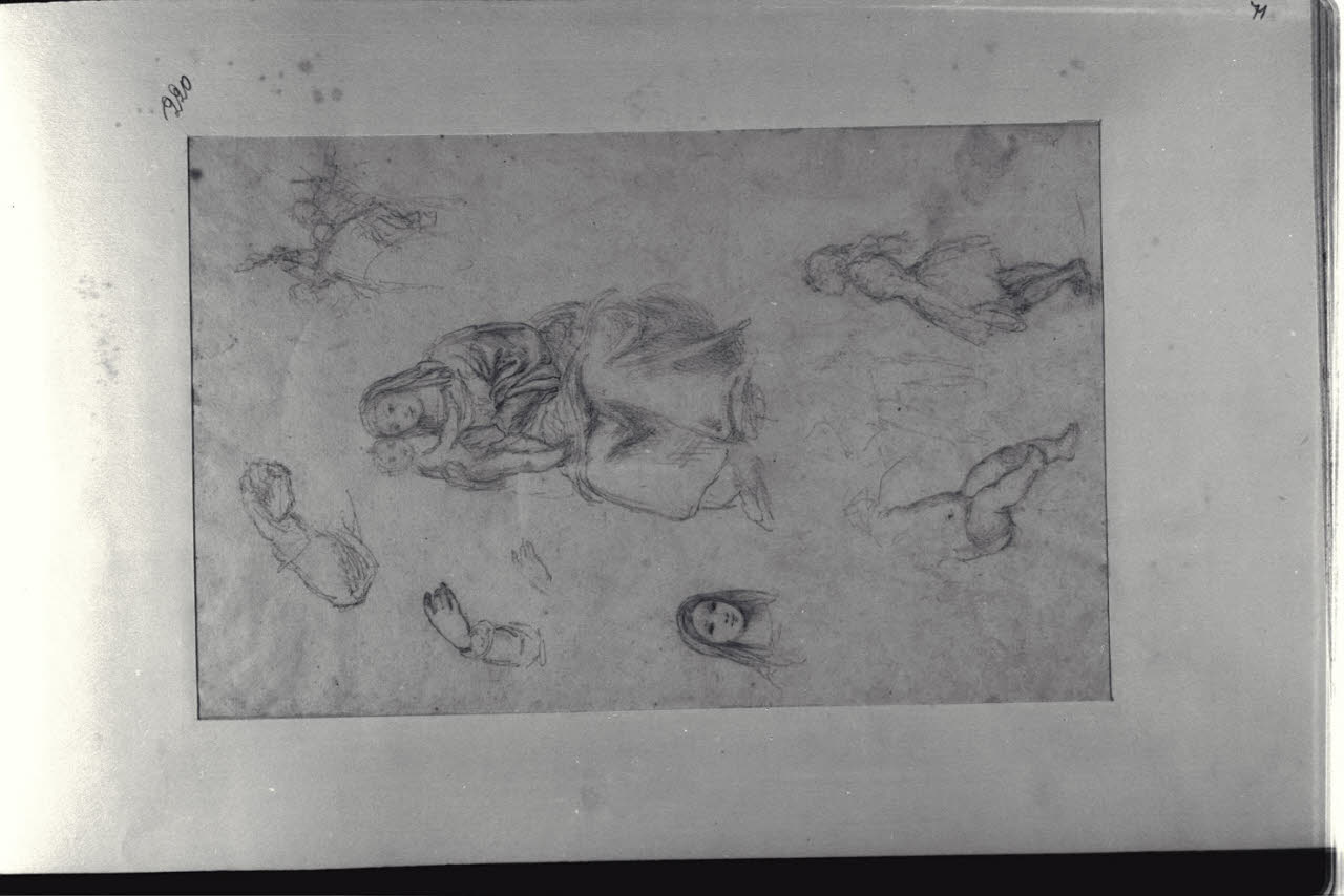 Madonna con Bambino e studi di figure, Madonna con Bambino e studi di figure (disegno) di Durini, Alessandro (sec. XIX)