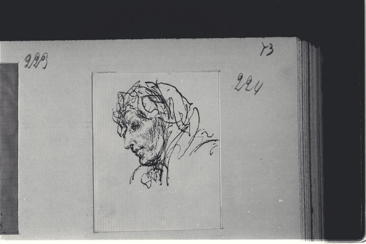 Profilo di vecchia, Profilo di vecchia (disegno) di Durini, Alessandro (sec. XIX)