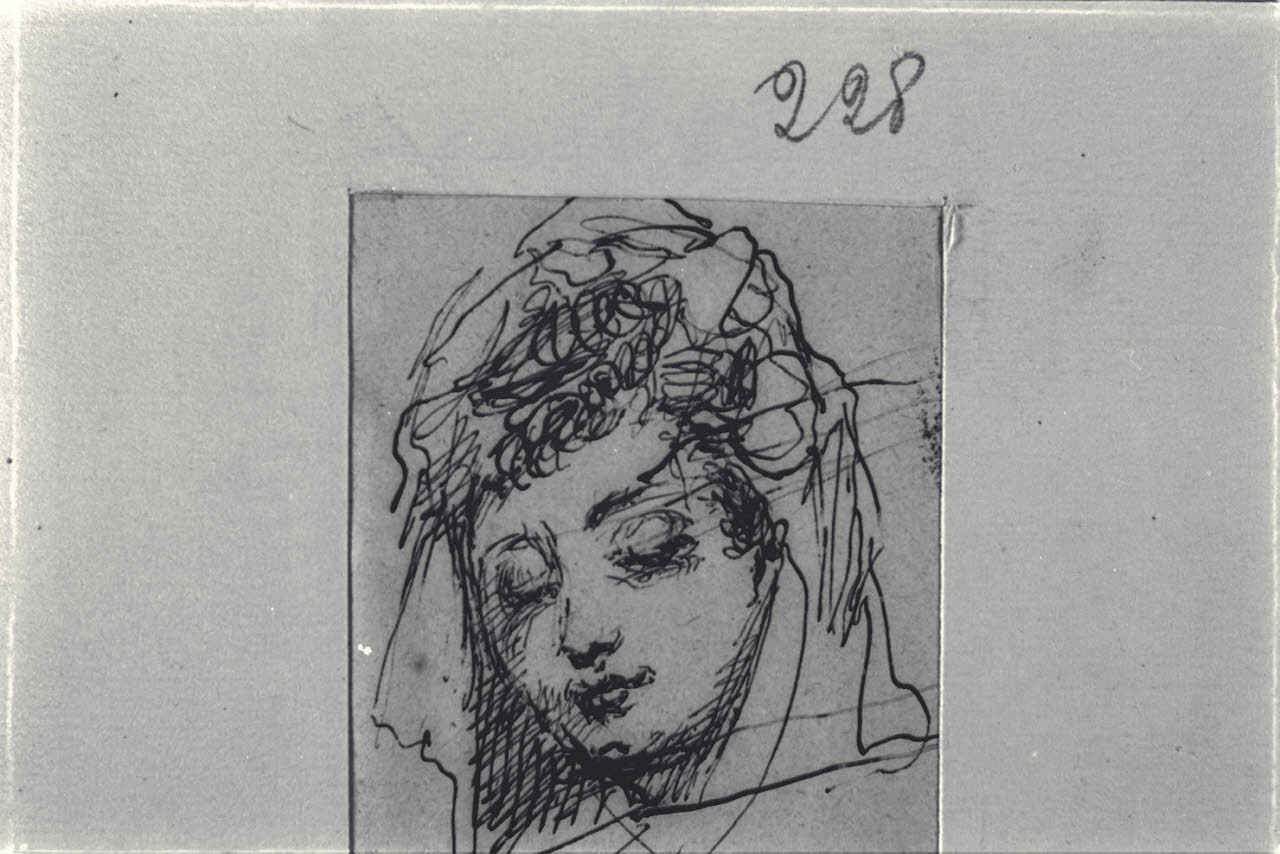 Studio di testa femminile, Studio di testa femminile (disegno) di Durini, Alessandro (sec. XIX)