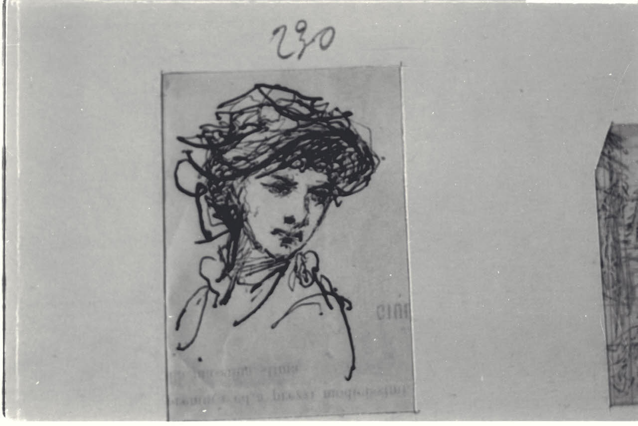 Studio di testa femminile, Studio di testa femminile (disegno) di Durini, Alessandro (sec. XIX)