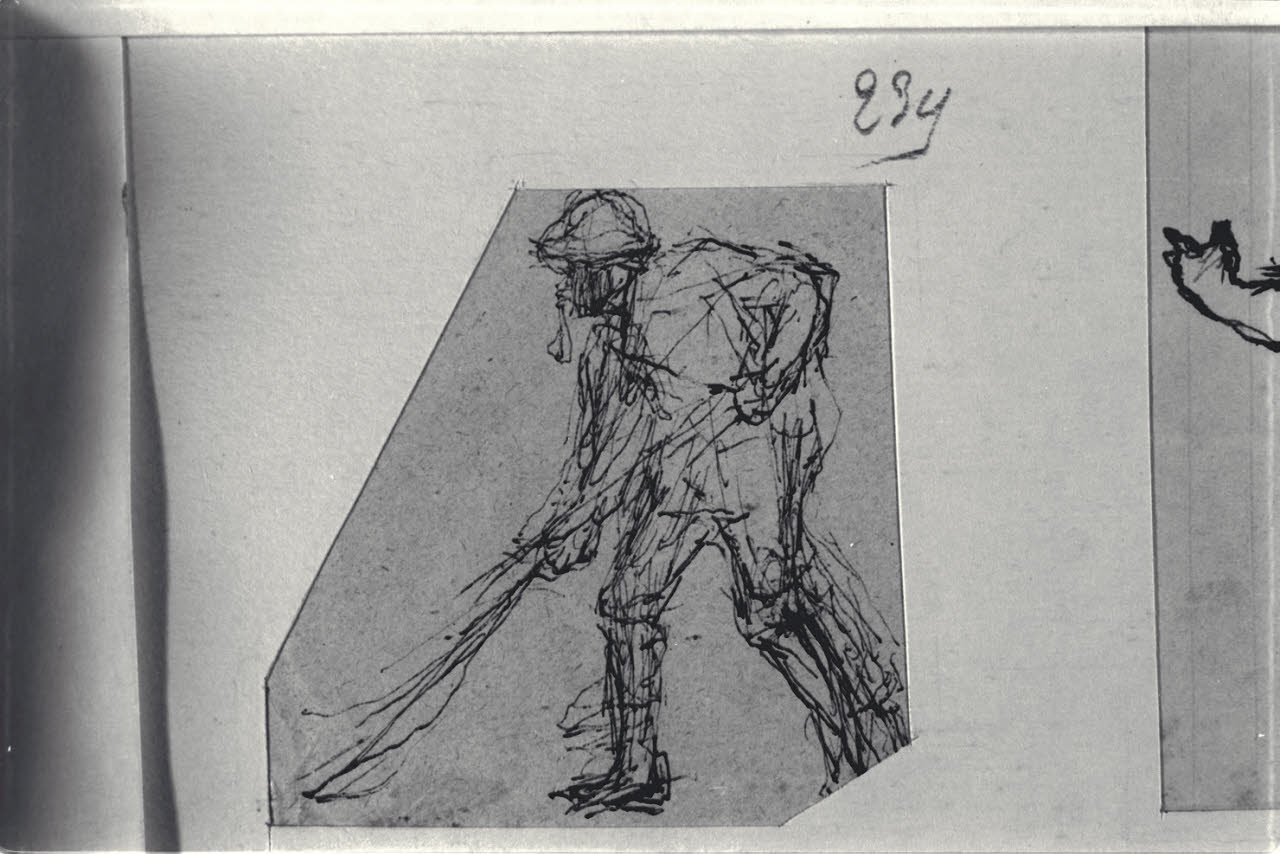 Uomo con ramazza, Uomo con ramazza (disegno) di Durini, Alessandro (sec. XIX)