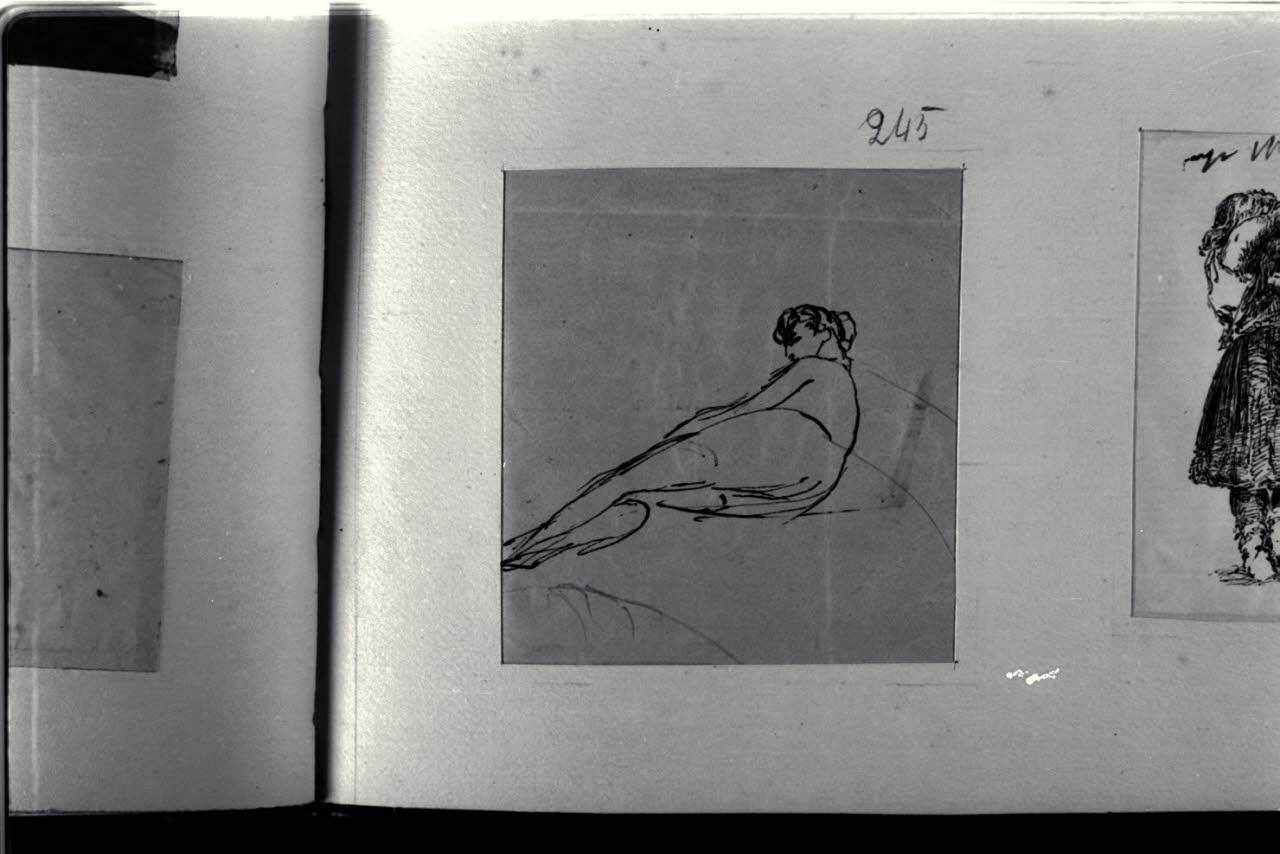 Nudo femminile sdraiato, Nudo femminile sdraiato (disegno) di Durini, Alessandro (sec. XIX)