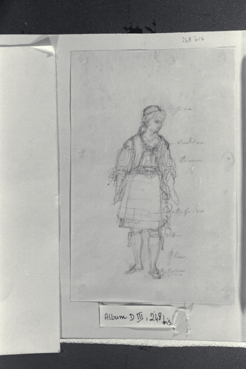 Studio di figura con indicazioni cromatiche, Studio di figura con indicazioni cromatiche (disegno) di Durini, Alessandro (sec. XIX)