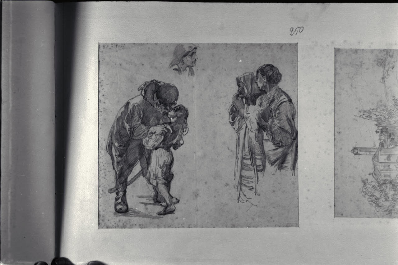 Studi di figure e di una testa di donna, Studi di figure e di una testa di donna (disegno) di Durini, Alessandro (sec. XIX)